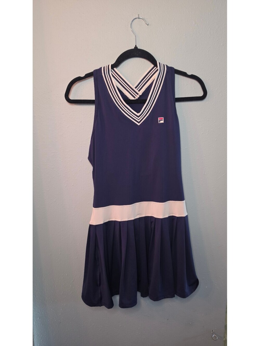 Fila Sport Navy Blue Sleeveless Tennis Dress Racerback Pleated Skirt Women's S